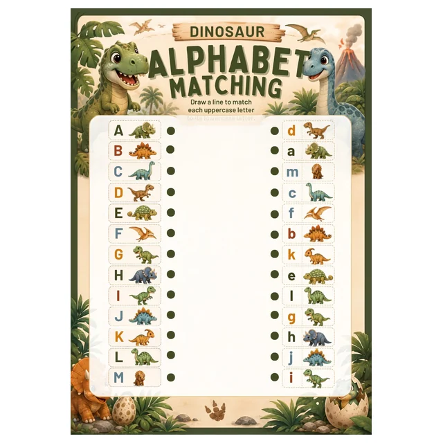 Dinosaur A–Z Activity Book | Alphabet Tracing, Matching & Coloring