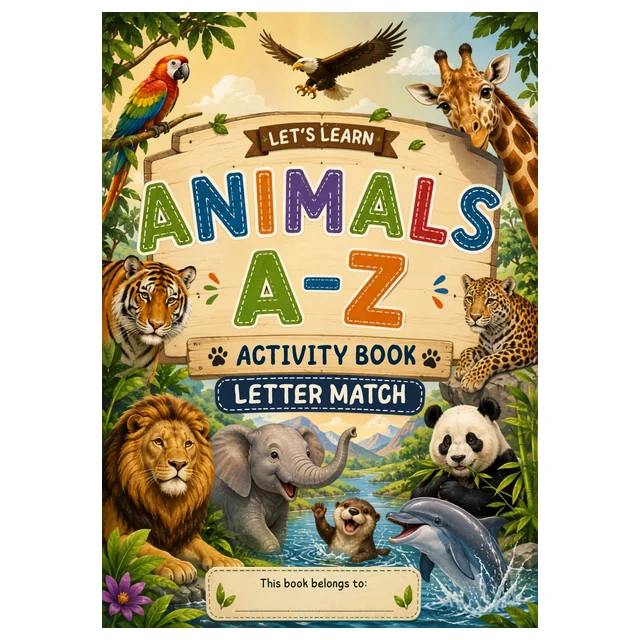 Animals A–Z Activity Book | Alphabet Tracing, Matching & Coloring