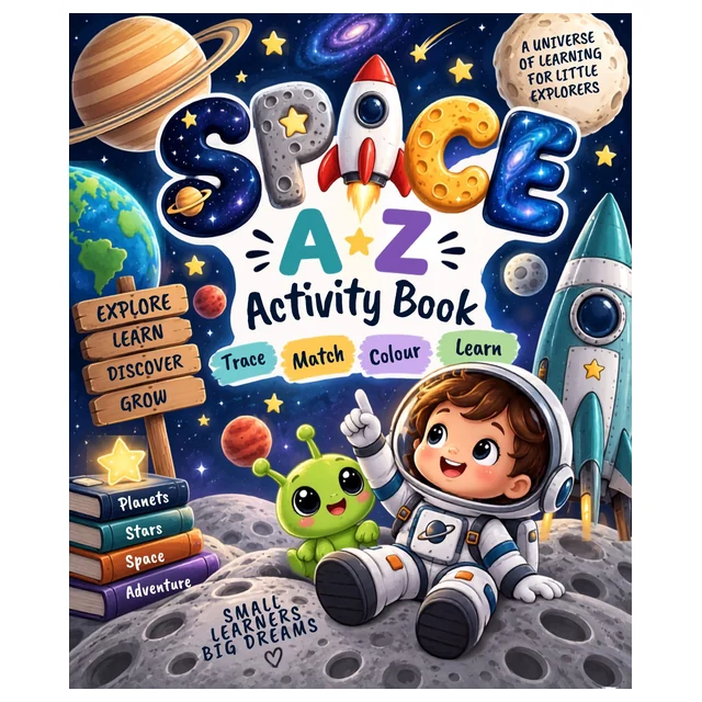 Space A–Z Activity Book | Alphabet Tracing, Matching & Coloring