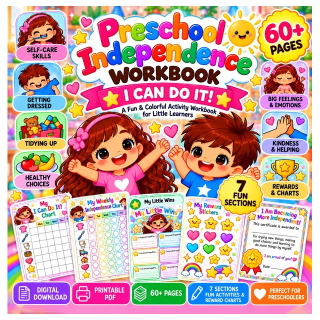 Preschool Independence Workbook | 60+ Pages of Life Skills Activities