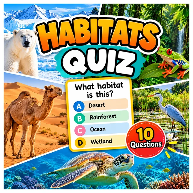 Animal Habitat Challenge Quiz - 10 Questions FREE Quiz