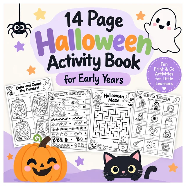 14 Page Halloween Activity Book for Early Years 🎃👻