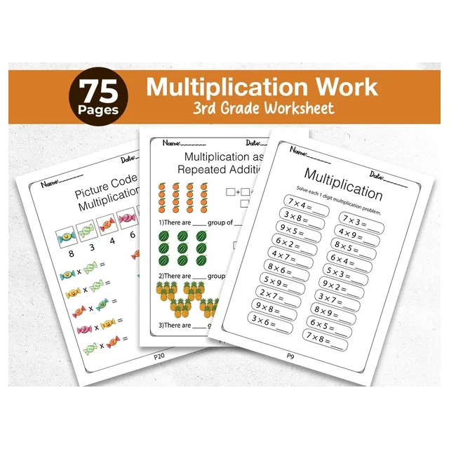 3rd Grade Multiplication Workbook | Printable Multiplication Facts Worksheets | 1–10 Times Tables | Homeschool Math PDF