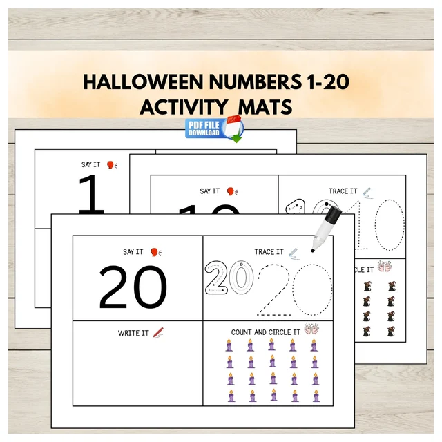 Halloween Number Activity Boards 1–20 | Counting, Tracing & Number Writing | Preschool & Kindergarten Maths