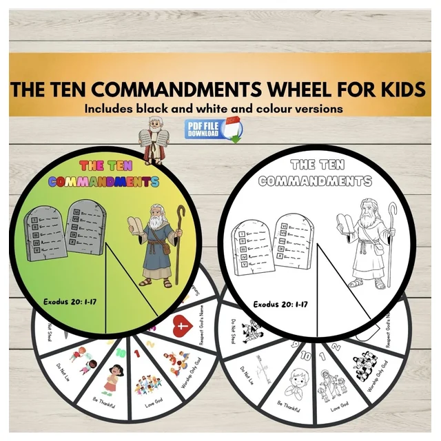 10 Commandments Wheel Spinner Craft Activity