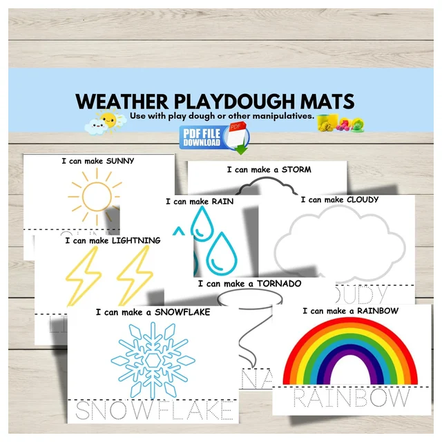 Weather Playdough Mats - Sensory Play & Fine Motor Activity