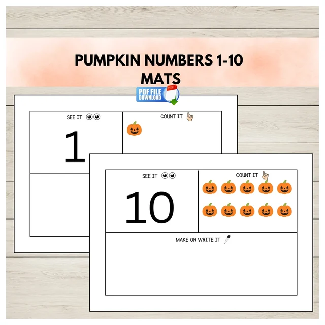 FREE Pumpkin Numbers 1-10 Mats 1-10 | Fall Math Center | Pre-K, Preschool & Kindergarten Counting