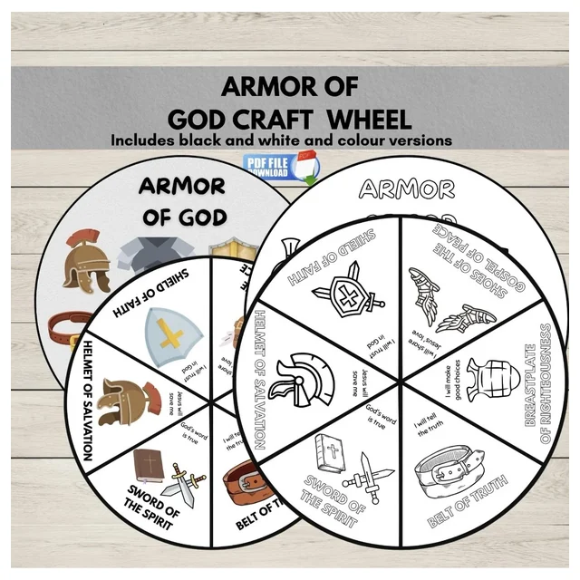 Armor of God Story Wheel Craft | Ephesians 6 Coloring Spinner | Sunday School Activity