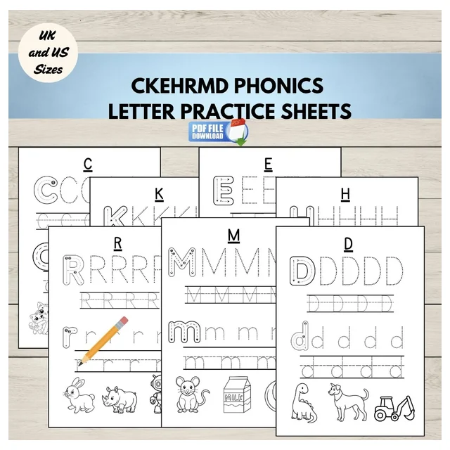 FREE CKEHRMD Phonics Letter Tracing Practice Worksheets -  Preschool & Kindergarten