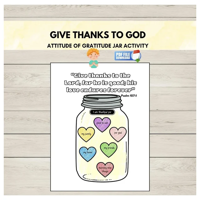 'Give Thanks to God' Gratitude Jar Bible Craft | Sunday School Activity