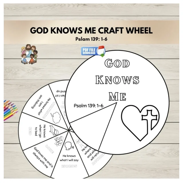 FREE God Knows Me Coloring Wheel | Bible Craft Psalm 139: 1-6 Activity
