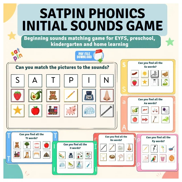 SATPIN Phonics Matching Beginning Sounds Game