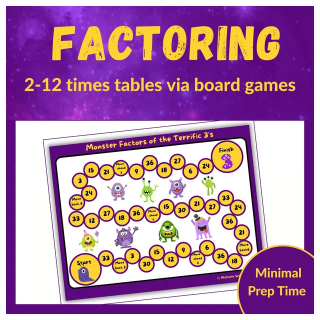 Math Factor Frenzy: Multiplication Board Games for Times Tables 2-12 Grades 3-5