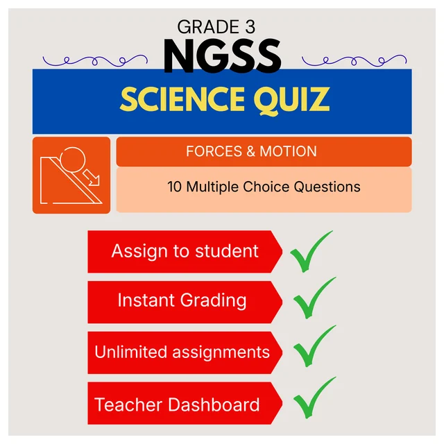 Grade 3 Science Quiz Physical Science: Forces & Motion - NGSS Curriculum