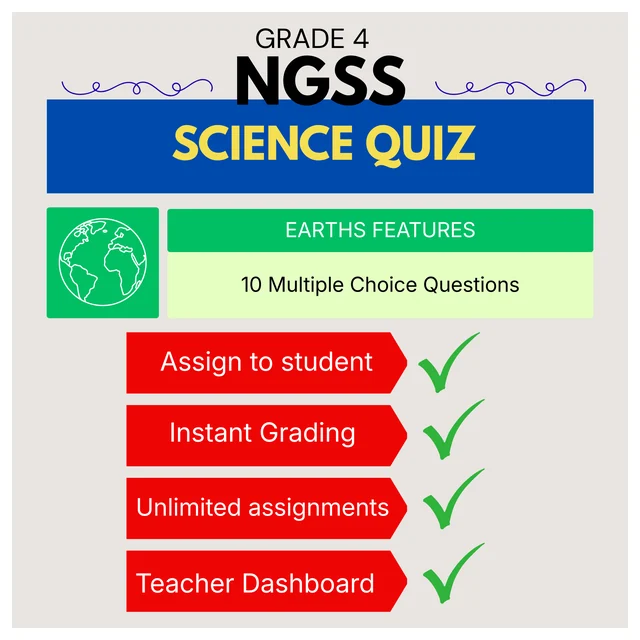 Grade 4 Science Quiz – Earth's Features - NGSS
