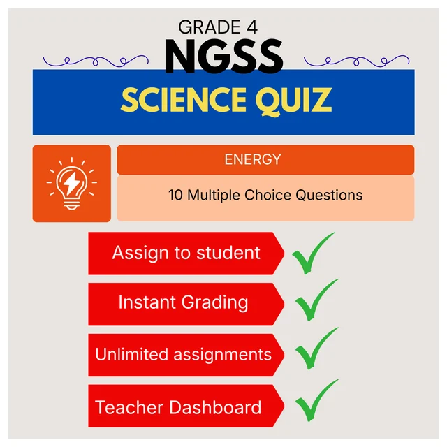 Grade 4 Science Quiz – Energy - NGSS - Free Quiz