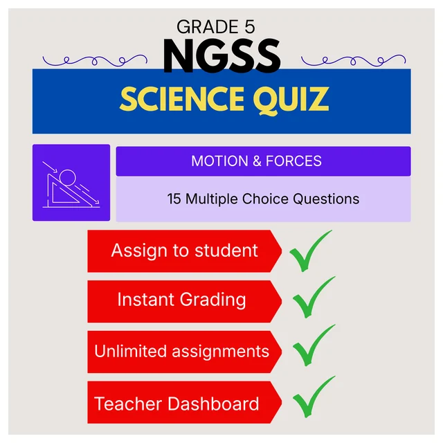 Grade 5 Science Quiz – Motion and Forces - NGSS