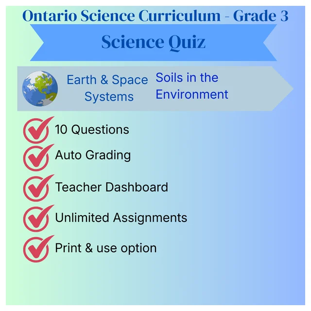 Grade 3 Science Quiz – Earth and Space Systems: Soils in the Environment - Ontario Science Curriculum