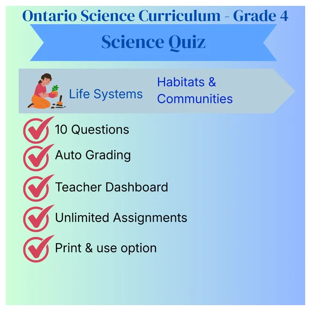 Grade 4 Science Quiz – Life Systems: Habitats and Communities - Ontario Science Curriculum