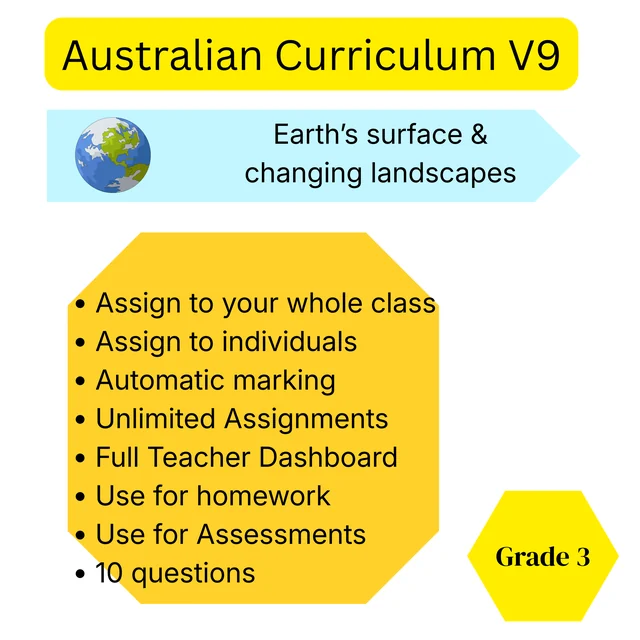 Year 3 Science Quiz – Earth and Space Sciences: Earth's Surface and Changing Landscapes - Australian Curriculum V9