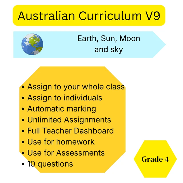 Year 4 Science Quiz – Earth and Space Sciences: Earth, Sun, Moon and Sky - Australian Curriculum V9