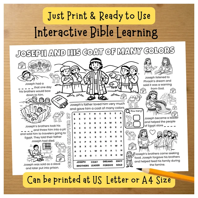 Joseph and the Coat of Many Colors Activity Page | Bible Learning | Sunday School
