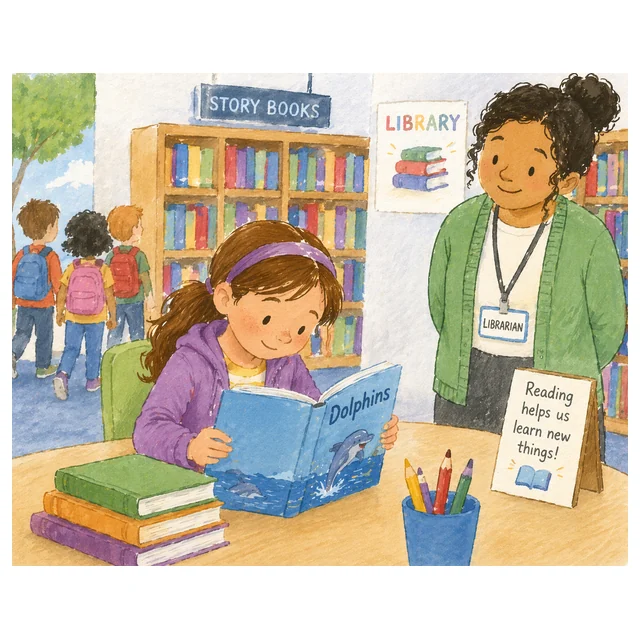 Grade 1 to 2 Reading Comprehension Quiz - The Library Visit - Supported Learning Quiz -Try one for FREE