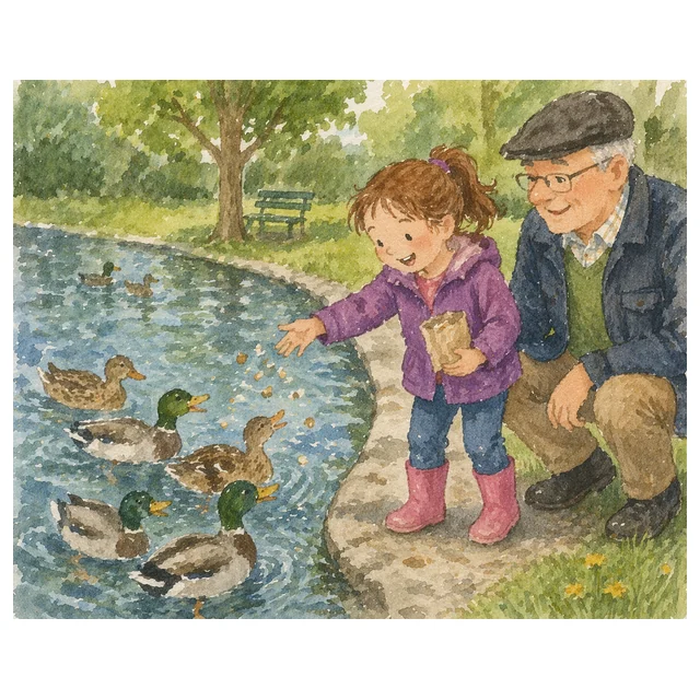 Grade 1 to 2 Reading Comprehension Quiz - Feeding the Ducks - Supported Learning Quiz