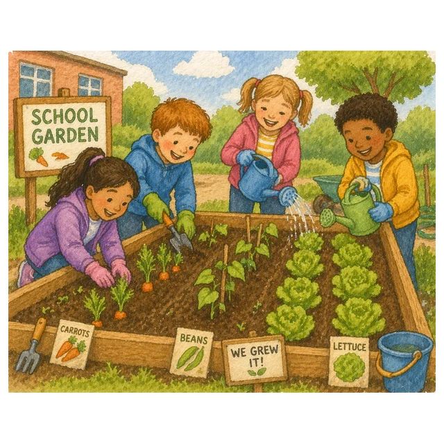Grade 1 to 2 Reading Comprehension Quiz - The School Garden - Supported Learning Quiz