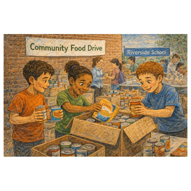 Grade 5 to 6 Reading Comprehension Quiz - The Community Food Drive Supported Learning Quiz