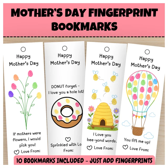 Mother’s Day Fingerprint Bookmark Craft | Printable Keepsake Gift