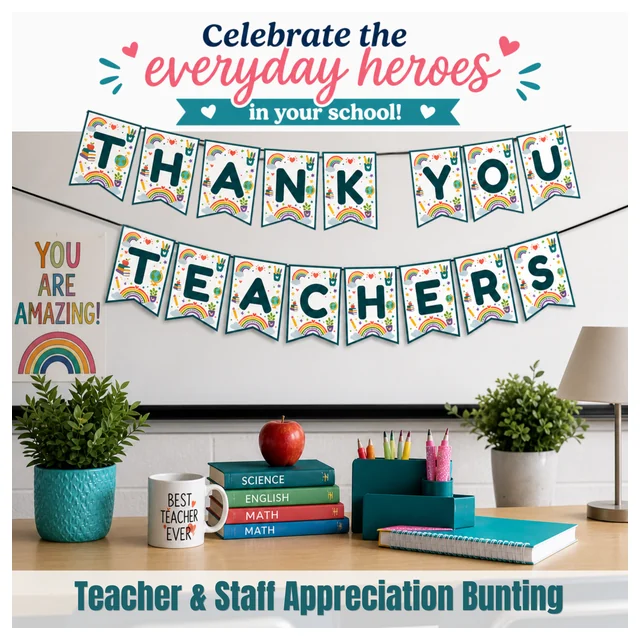 Teacher Appreciation Bunting | Colorful Classroom Banner Printable