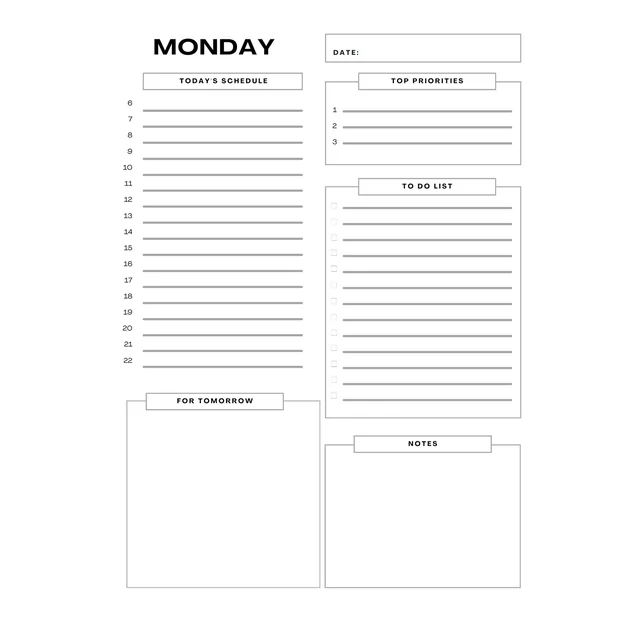 Daily Planner Pages | Monday-Sunday 7 pages | Printable Student Planner
