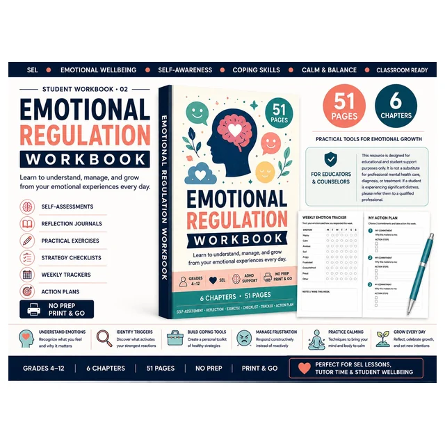 Emotional Regulation Workbook | SEL & Coping Skills Activities