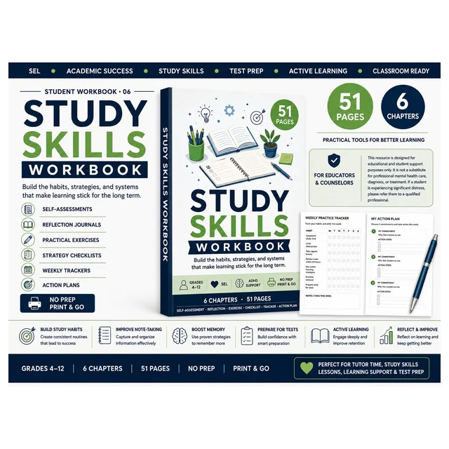 Study Skills Workbook | Academic Success & Test Prep Activities