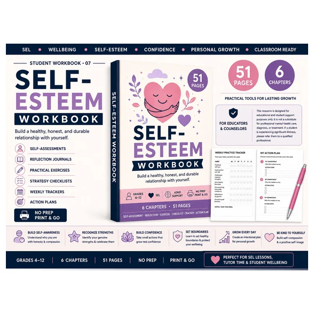 Self-Esteem Workbook | SEL Confidence & Personal Growth Activities