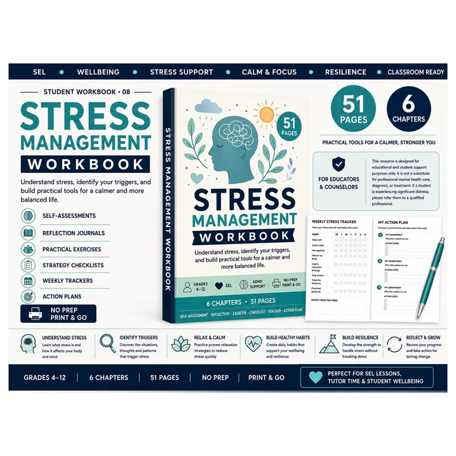 Stress Management Workbook | SEL Wellbeing & Resilience Activities