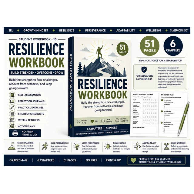 Resilience Workbook | SEL Growth Mindset & Perseverance Activities