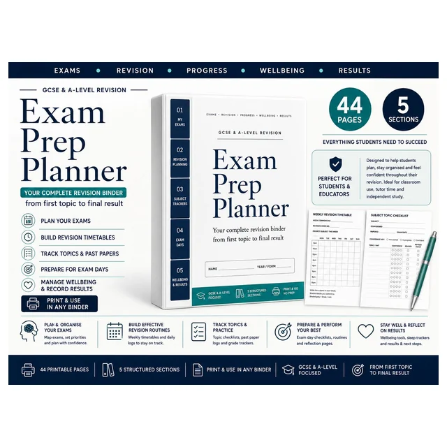 Exam Prep Planner | GCSE & A-Level Revision Binder