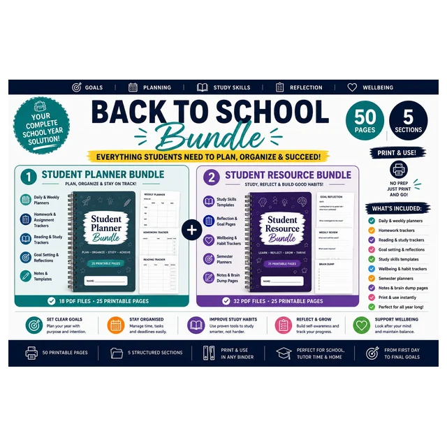 Back to School Bundle for Students | Planner & Resource Binder