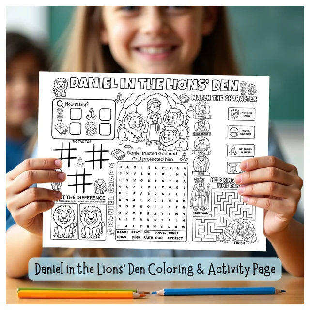 Daniel in the Lions' Den Activity Page | Bible Coloring Sheet