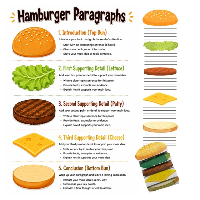 Hamburger Paragraph Writing Templates  🍔✏️