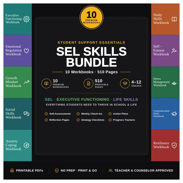 Social Emotional Learning Workbook Mega Bundle | 10 Printable Workbooks