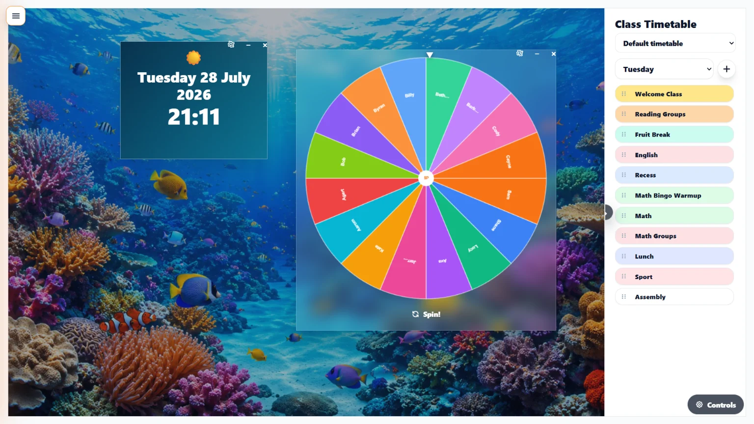 Classroom Display Hub teaching example